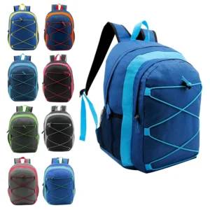 Buy 17″ Bungee Wholesale Premium Design Backpacks in 8 Assorted Colors – Wholesale Bookbags Case of 24